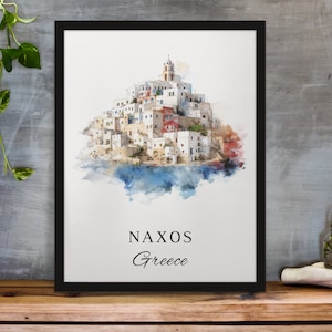 Naxos traditional travel art - Greece, Naxos poster, Wedding gift, Birthday present, Custom Text, Personalized Gift