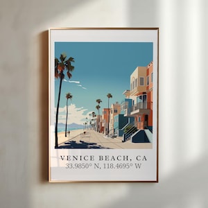 Arte de parede de Venice Beach CA - Califórnia, pôster de Venice Beach, presente de casamento de Venice Beach, presente de aniversário, texto personalizado, presente personalizado