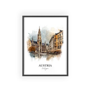 Austria Wall Art, Austria Print, Austria Watercolor Art, Austria Gift, Travel Print, Travel Poster, Housewarming Gift image 7