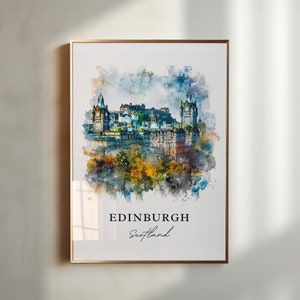 Edinburgh Wall Art, Edinburgh Print, Edinburgh Scotland Watercolor Art, Scotland Gift, Travel Poster, Housewarming Gift
