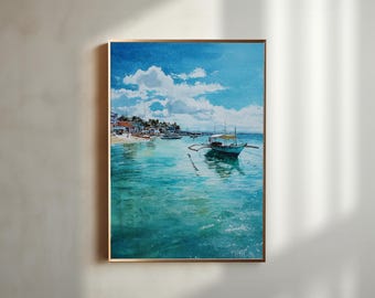 セブ島（フィリピン）水彩画 セブ旅行プリント セブビーチアート セブ