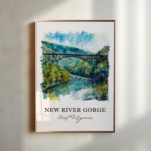 New River Gorge Wall Art, New River Gorge Print, West Virginia Watercolor, Victor WV Gift, Travel Poster, Housewarming Gift