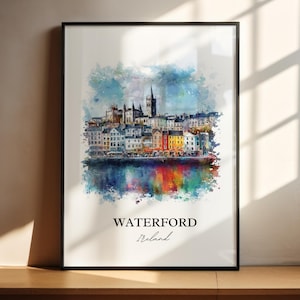Waterford Wall Art, Munster Province Print, Ireland Watercolor Art, Waterford Ireland Gift, Travel Print, Travel Poster, Housewarming Gift