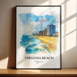 Virginia Beach Wall Art, VA Beach Print, Virginia Watercolor Art, Virginia Beach Gift, Travel Print, Travel Poster, Housewarming Gift