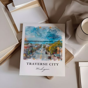 Traverse City MI Art, Traverse City Print, Leelanau County Watercolor, Traverse City Gift, Travel Poster, Housewarming Gift