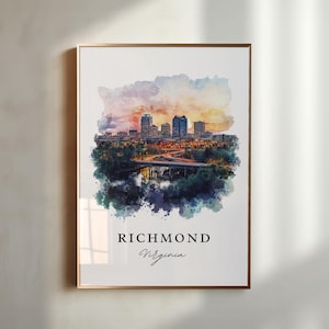 Richmond VA Wall Art, Richmond Print, Richmond Watercolor Art, Richmond Virginia Gift, Travel Poster, Housematch Gift