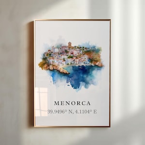 Menorca Spain wall art, Menorca poster, Menorca Wedding gift, Balearic Islands souvenir, Custom Text, Personalized Gift
