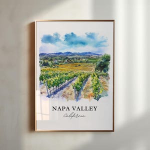 Napa Valley Wall Art, Napa Valley Print, Napa Valley Watercolor Art, Napa Wine Region Gift, Travel Print, Travel Poster, Housewarming Gift