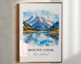 Akwarela z Mount Cook, Aoraki, Nowa Zelandia