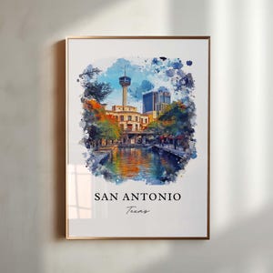 San Antonio Wall Art, San Antonio TX Print, San Antonio Watercolor Art, San Antonio Gift, Travel Print, Travel Poster, Housewarming Gift