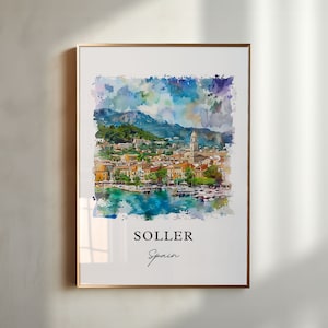 Arte de parede Soller Espanha, impressão Soller, aquarela Soller, presente Soller Mallorca, pôster de viagem, presente de inauguração de casa