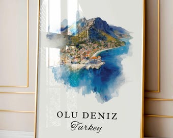 Olu Deniz Turkey wall art - Turkey, Olu Deniz poster, Ölüdeniz Wedding gift, Birthday present, Custom Text, Personalized Gift