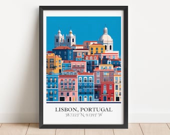 Lisbon Portugal Art, Lisbon Retro Travel Art, Lisbon Home Decor, Lisbon Gift, Portugal Travel Art, Travel Prints, Housewarming Gift