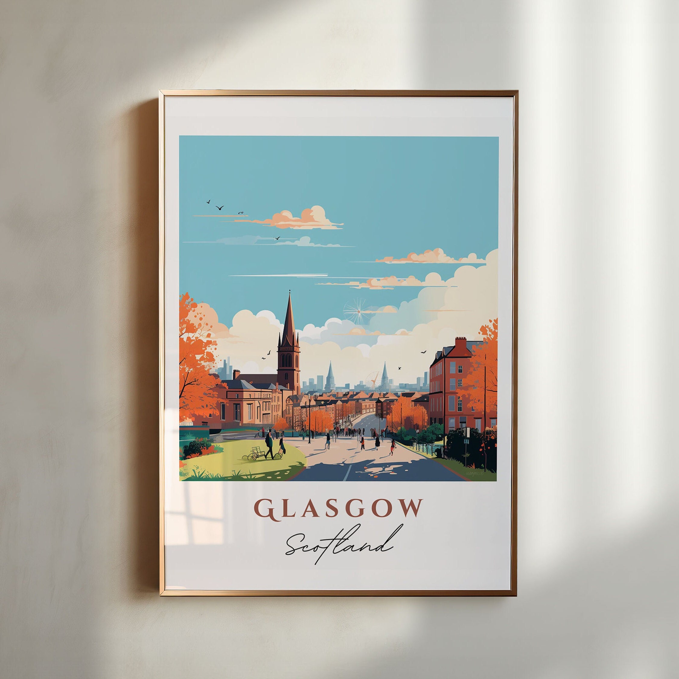 Glasgow Scotland wall art - Scotland, Glasgow poster, Glasgow Wedding gift, Birthday present, Custom Text, Personalized Gift