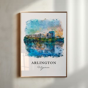 Arlington VA Wall Art, Arlington Virginia Print, Arlington Watercolor, Arlington VA Gift, Travel Poster, Housewarming Gift
