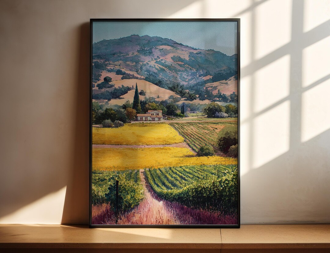 Napa Valley Watercolor Art Napa Valley Travel Print Napa Valley Hawaii ...