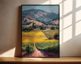 Napa Valley Watercolor Art Napa Valley Travel Print Napa Valley Hawaii Artwork Wine Country Decor Napa Valley CA Wall Art