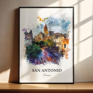 San Antonio Wall Art, San Antonio TX Print, San Antonio Watercolor Art, San Antonio Gift, Travel Print, Travel Poster, Housewarming Gift
