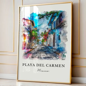 Playa Del Carmen MX Wall Art, PDC Mexico Print, Playa Del Carmen Watercolor, Cancun Gift, Travel Poster, Housewarming Gift image 4