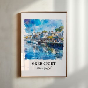 Greenport NY Art, Suffolk County Print, Greenport Watercolor, Greenport Long Island Gift, Travel Poster, Housewarming Gift