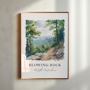 Art NC, Blowing Rock impression, Blowing Rock aquarelle, cadeau Blue Ridge Parkway, affiche de voyage, cadeau de pendaison de crémaillère