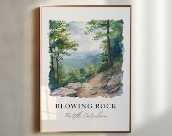 Blowing Rock NC Art, Blowing Rock Print, Blowing Rock Watercolor, Blue Ridge Parkway Gift, Travel Poster, Housewarming Gift
