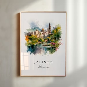 Jalisco traditional travel art - Mexico, Jalisco poster print, Wedding gift, Birthday present, Custom Text, Perfect Gift