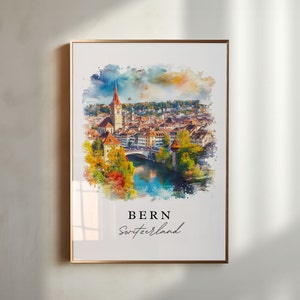 Bern Switzerland wall art - Swiss Art, Bern print, Bern Wedding gift, Bern Switzerland present, Custom Text, Perfect Gift