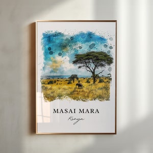 Masai Mara Wall Art, Masai Mara Kenya Print, Kenya Watercolor, Kenya Travel Gift, Travel Poster, Housewarming Gift