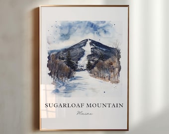 Sugarloaf Mountain ME Art, Sugarloaf Mtn Print, Carrabassett Valley, Franklin County ME Gift, Travel Poster, Housewarming Gift
