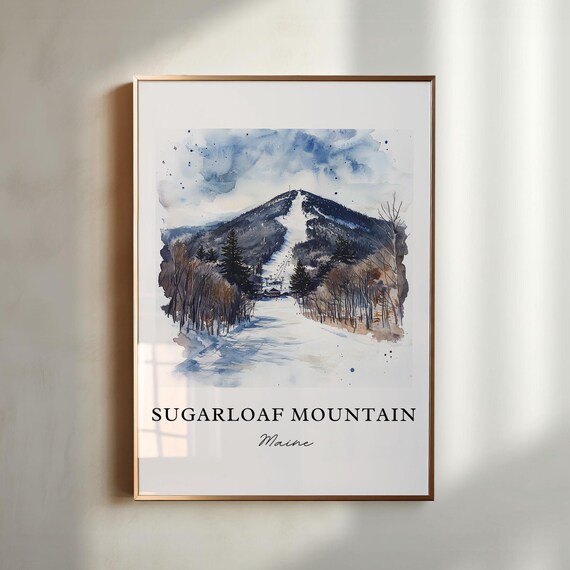 Sugarloaf Mountain ME Art, Sugarloaf Mtn Print, Carrabassett Valley, Franklin County ME Gift, Travel Poster, Housewarming Gift