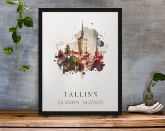 Tallinn Estonia Travel Poster - Watercolor Cityscape Art