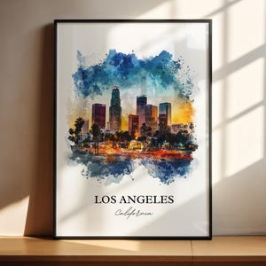 Los Angeles Wall Art, Los Angeles Print, Los Angeles Watercolor Art, LA Gift, Travel Print, Travel Poster, Housewarming Gift