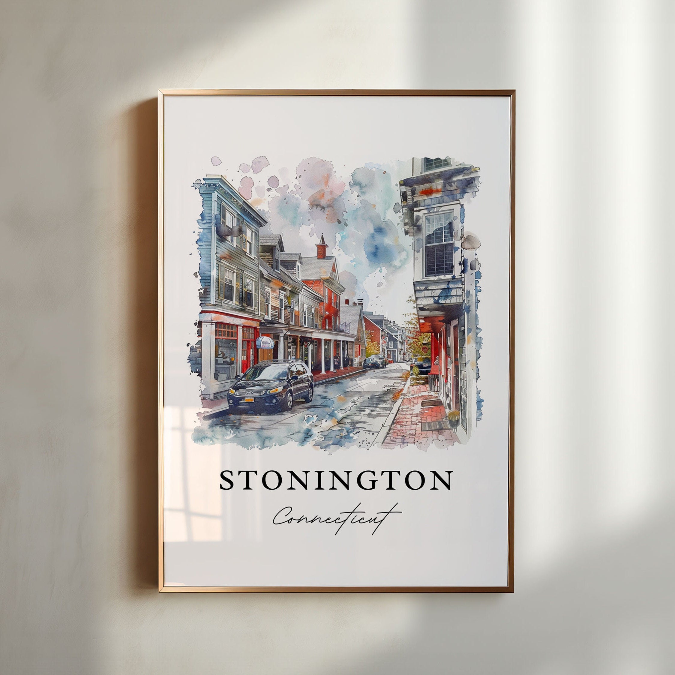 Stonington CT Wall Art, New London County Print, Stonington Watercolor, Stonington CT Gift, Travel Poster, Housewarming Gift