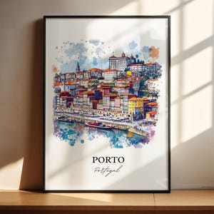 Porto Wall Art, Porto Print, Portugal Watercolor Art, Porto Portugal Gift, Travel Print, Travel Poster, Housewarming Gift
