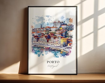 Porto Wandkunst, Porto Druck, Portugal Aquarell Kunst, Porto Portugal Geschenk, Reisedruck, Reiseplakat, Housewarming Geschenk