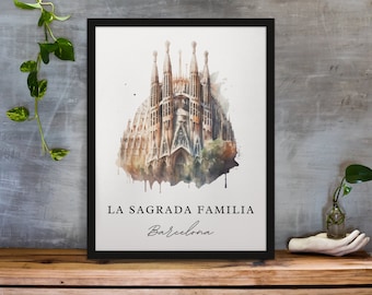 La Sagrada Familia Poster - Barcelona Travel Art, Custom Text Available
