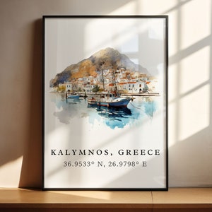 Kalymnos Greece wall art - Greece, Kalymnos poster, Kalymnos Wedding gift, Birthday present, Custom Text, Personalized Gift