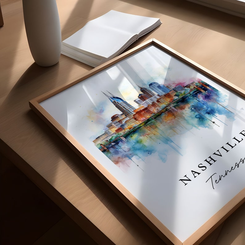 Nashville traditional travel art - Tennessee, Nashville poster, Wedding gift, Birthday present, Custom Text, Personalized Gift image 3