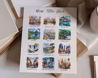 Personalisierte Reiseziele Druck, Studie im Ausland Kunst, Urlaubsreise Liebhaber Geschenk, Jubiläumsgeschenk, Geburtstagsgeschenk, Benutzerdefinierte Reise Kunstwerk