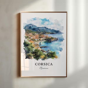 Corsica Wall Art, Corsica France Print, Corsica Island Watercolor Art, Corsica France Gift, Travel Print, Travel Poster, Housewarming Gift