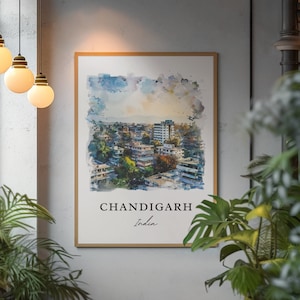 Chandigarh Wall Art, Chandigarh India Print, Punjab Watercolor Art, Chandigarh Gift, Travel Poster, Housewarming Gift