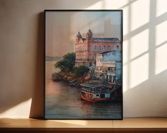 Arte de acuarela de Manaus, Brasil. Impresión de viaje de Manaus, obra de arte de Manaus, Brasil. Decoración de Brasil. Arte mural de Brasil.