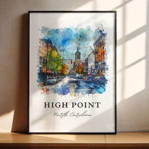High Point Print, High Point Aquarell Kunst, High Point Print, High Point Geschenk, High Point Geschenk, Reise Poster, Housewarming Geschenk