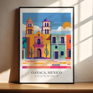 Oaxaca Art, Oaxaca Retro Travel Art, Oaxaca Mexico Home Decor, Mexico Gift, Mexico Travel Art, Travel Prints, Housewarming Gift