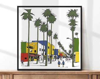 Venice Beach Cali Art Print, Travel Poster, Housewarming Gift