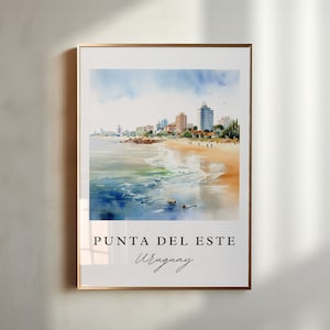 Punta del Este traditional travel art - Uruguay, Punta del Este poster, Wedding gift, Birthday present, Custom Text, Personalized Gift