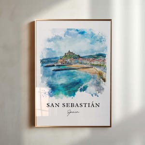 San Sebastián Spain Wall Art, Basque County Print, Spain Watercolor Art, San Sebastián Gift, Travel Print, Travel Poster, Housewarming Gift
