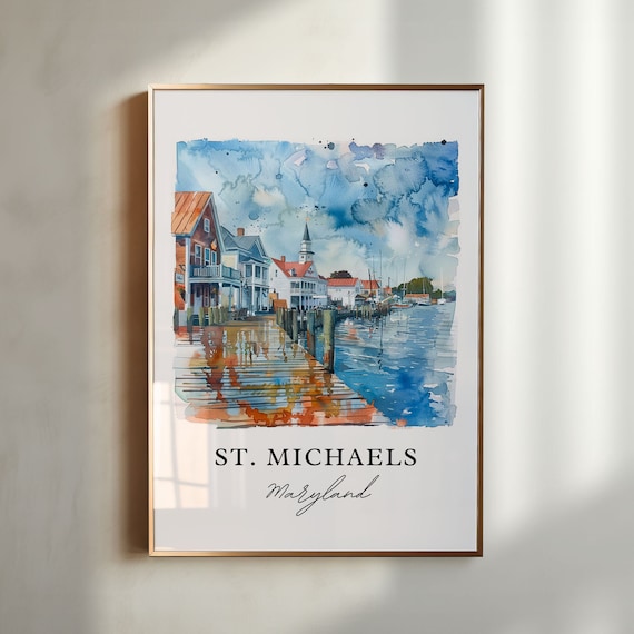 St. Michaels MD Wall Art, St. Michaels Print, St. Michaels Watercolor, St. Michaels MD Gift, Travel Poster, Housewarming Gift