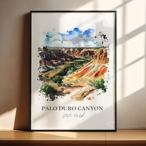 Palo Duro Canyon Wall Art, Amarillo TX Print, Texas Watercolor Art, Palo Duro Canyon Gift, Travel Print, Travel Poster, Housewarming Gift